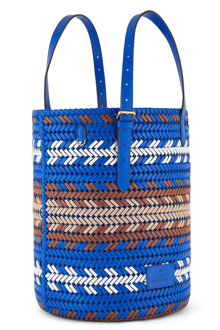 ANYA HINDMARCH-Neeson Cylinder Zig Zag Tote - Electric Blue-ELECTRIC BLUE