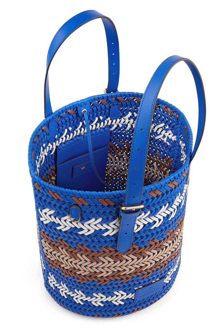 ANYA HINDMARCH-Neeson Cylinder Zig Zag Tote - Electric Blue-ELECTRIC BLUE