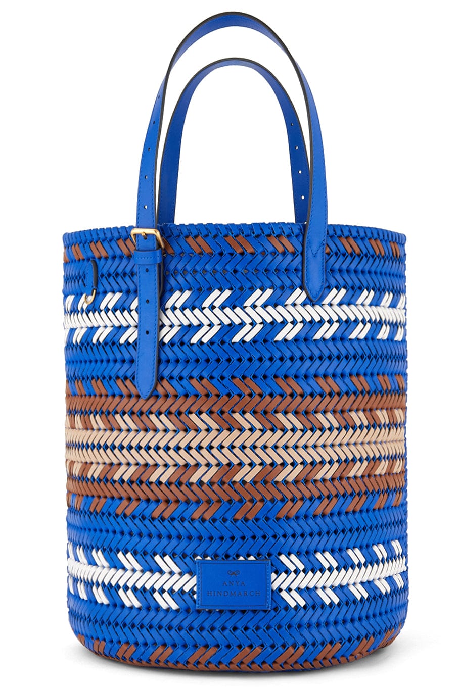 ANYA HINDMARCH-Neeson Cylinder Zig Zag Tote - Electric Blue-ELECTRIC BLUE