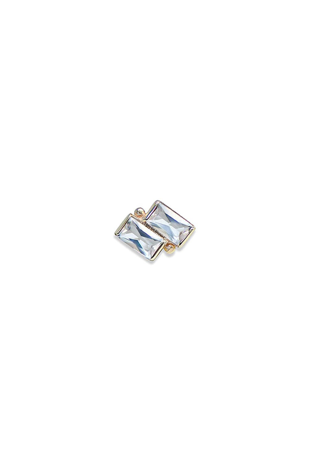 Clear Topaz Cléo Deux Carré Stud Earring-YELLOW GOLD-JEWELRYFINE JEWELEARRING-ANZIE