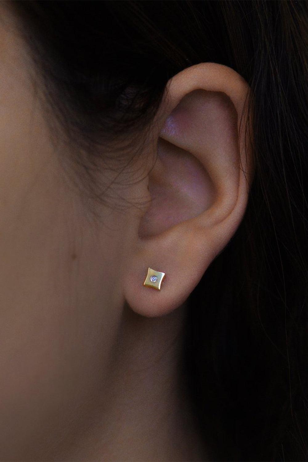 Gothic Diamond Micro Stud-YELLOW GOLD-JEWELRYFINE JEWELEARRING-ANZIE