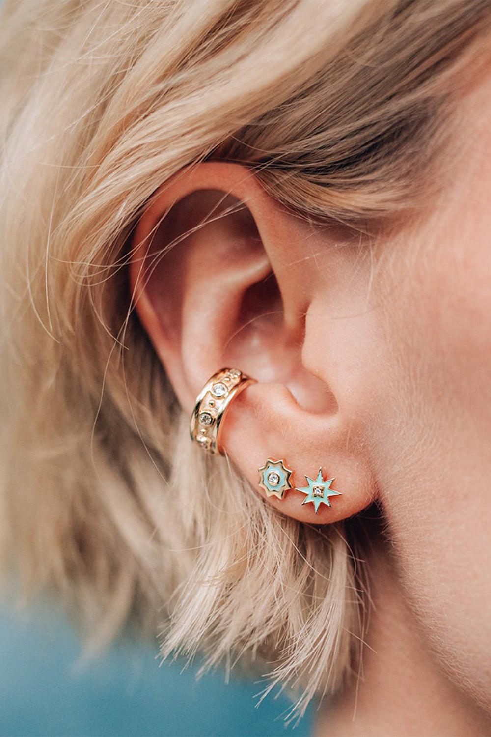 Icon Enamel Starburst Stud Earrings-YELLOW GOLD-JEWELRYFINE JEWELEARRING-ANZIE