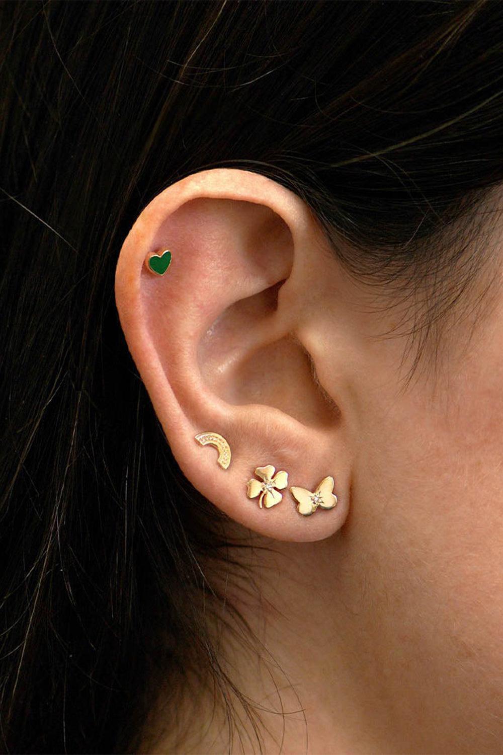 Icon Mini Clover Stud Earring-YELLOW GOLD-JEWELRYFINE JEWELEARRING-ANZIE