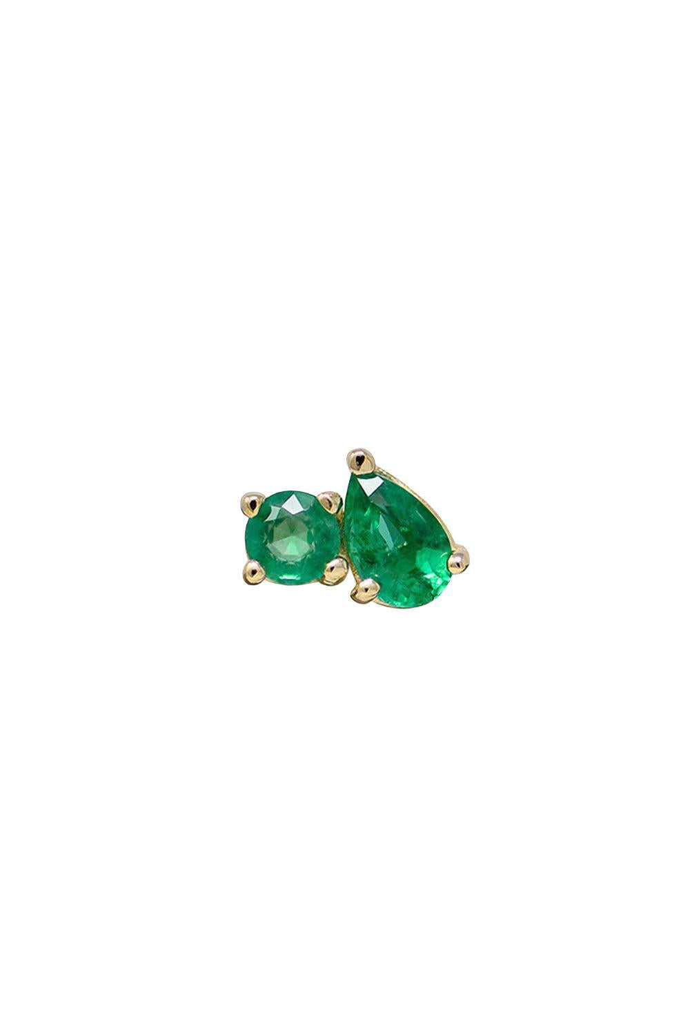 Jumelle Emerald Stud Earring-YELLOW GOLD-LEFT-JEWELRYFINE JEWELEARRING-ANZIE