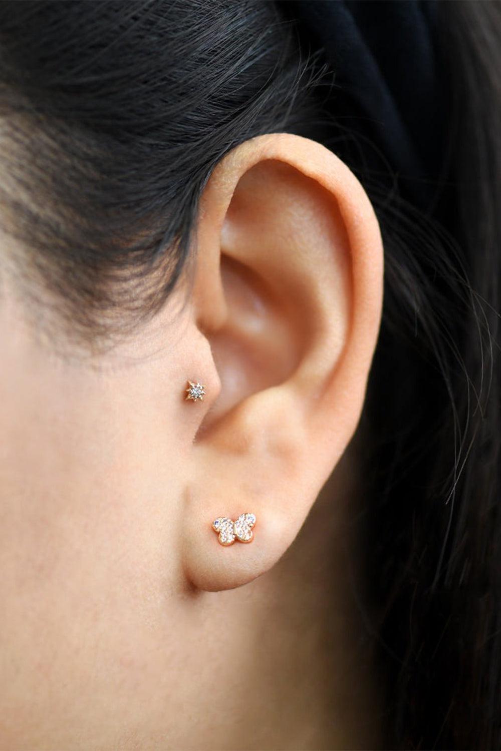 Love Letter Pavé Butterfly Stud Earring-YELLOW GOLD-JEWELRYFINE JEWELEARRING-ANZIE