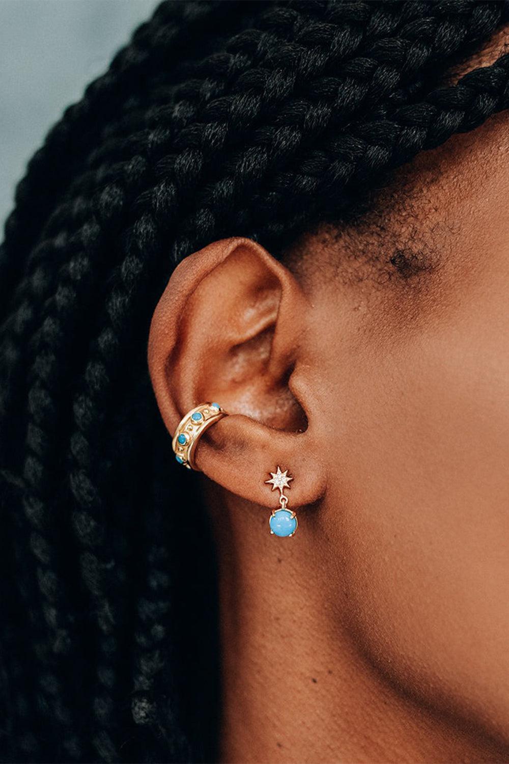 Topaz Aztec North Star Earrings-YELLOW GOLD-JEWELRYFINE JEWELEARRING-ANZIE
