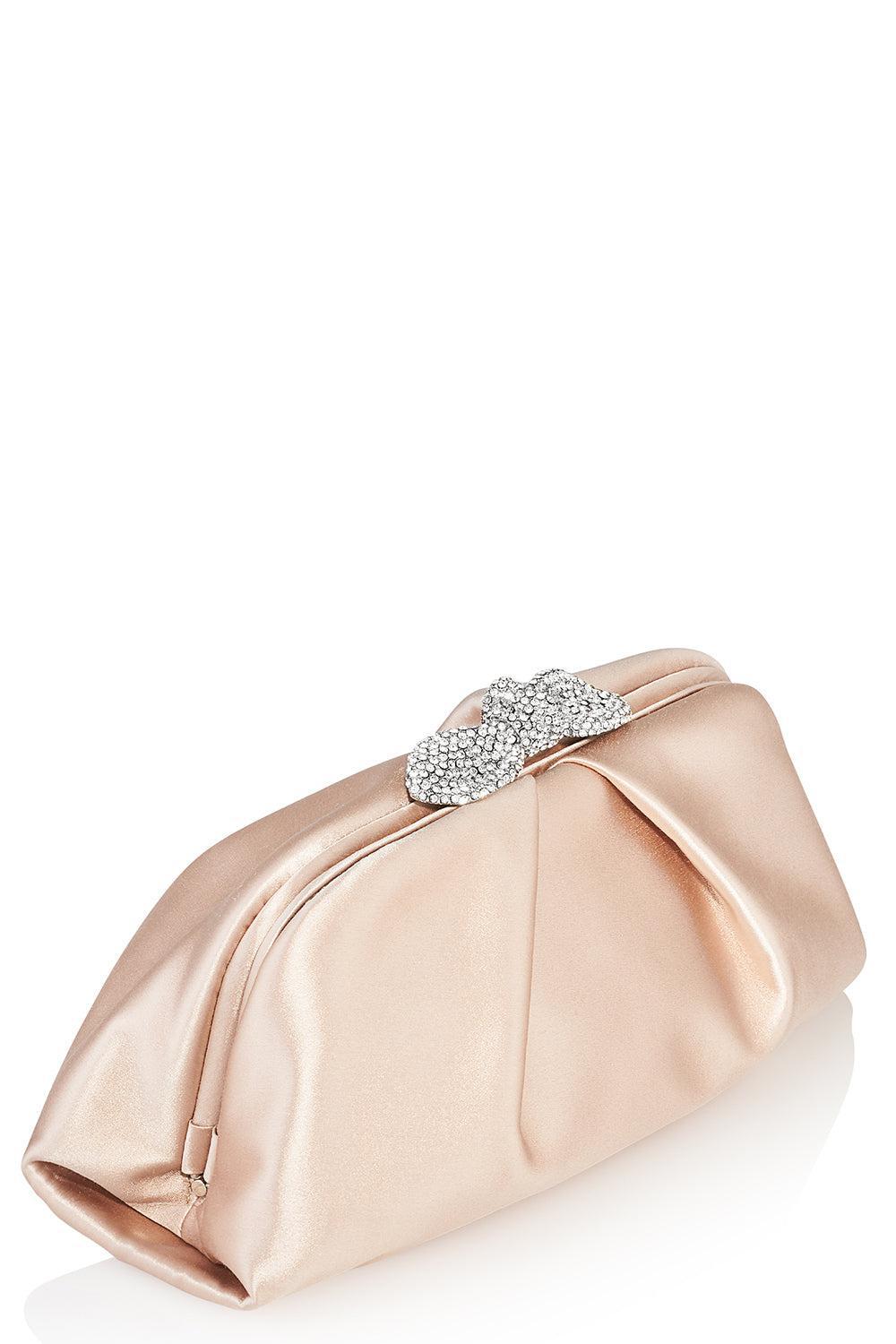 AQUAZZURA-Very Bow Tie Crystal Clutch-BLACK/CRYSTAL/PALLADIUM