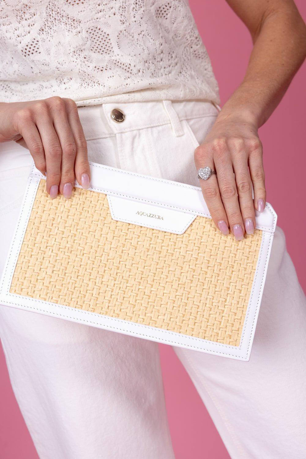 AQUAZZURA-Summer Pochette Clutch-NAT/WHT