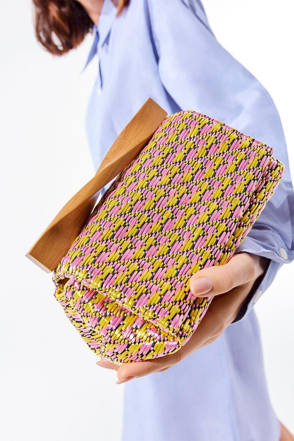 AQUAZZURA-Wooden Twist Clutch-PTL/WLNT