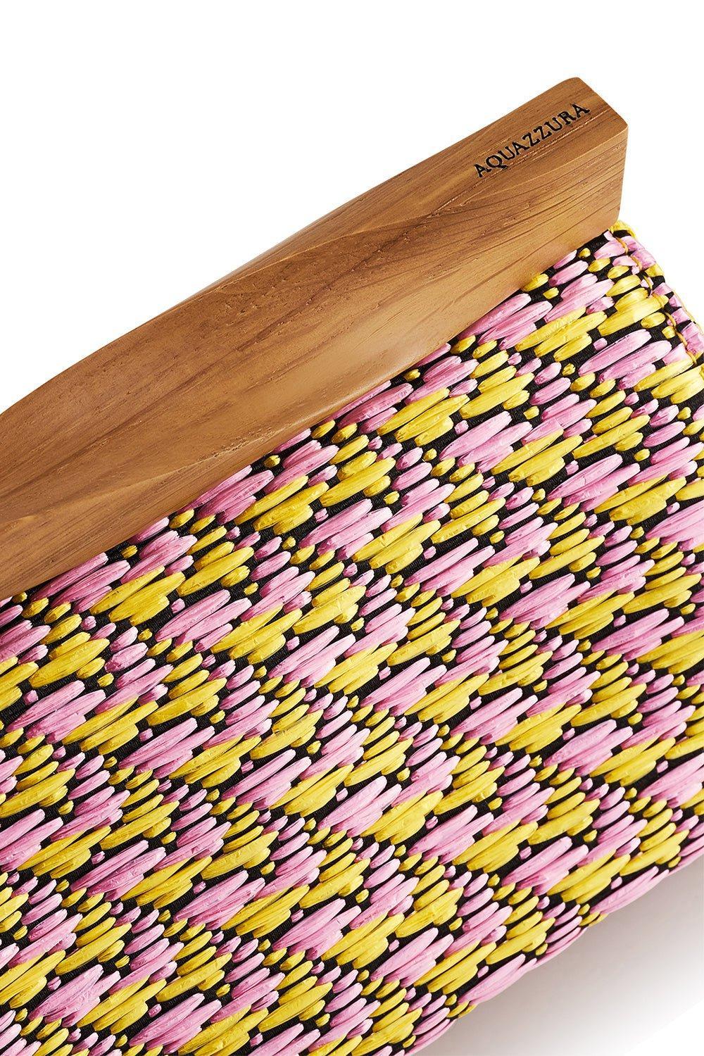 AQUAZZURA-Wooden Twist Clutch-PTL/WLNT