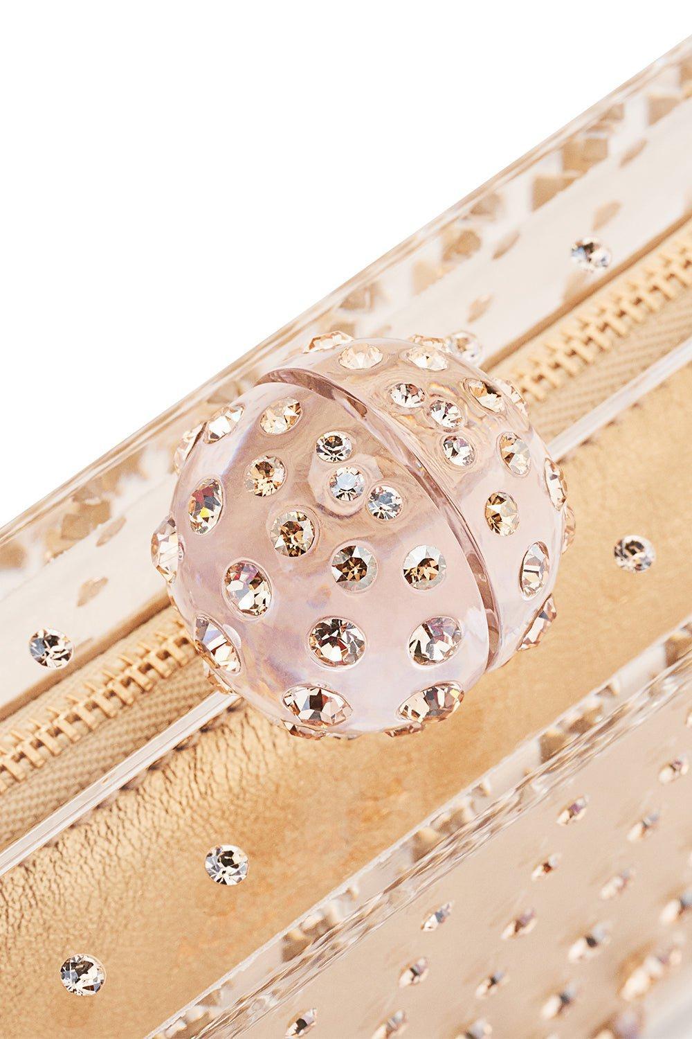 AQUAZZURA-Tequila Clutch - Transparent-TRAN/GLD