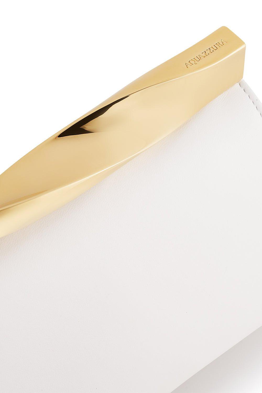 AQUAZZURA-Mini Twist Clutch - Light Gold-WHT/GLD
