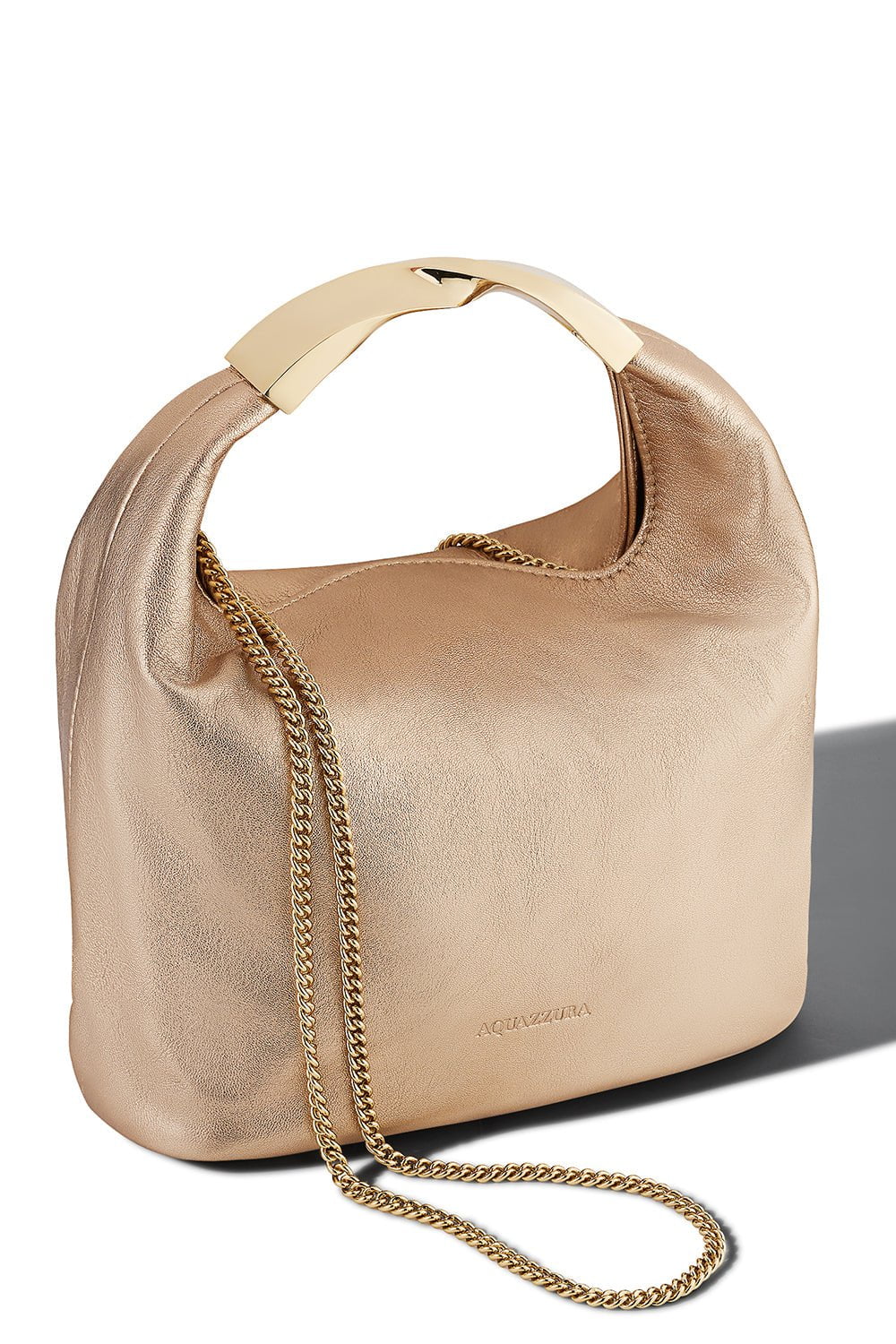 AQUAZZURA-Twist Mini Hobo-PANNA COTTA/LIGHT GOLD
