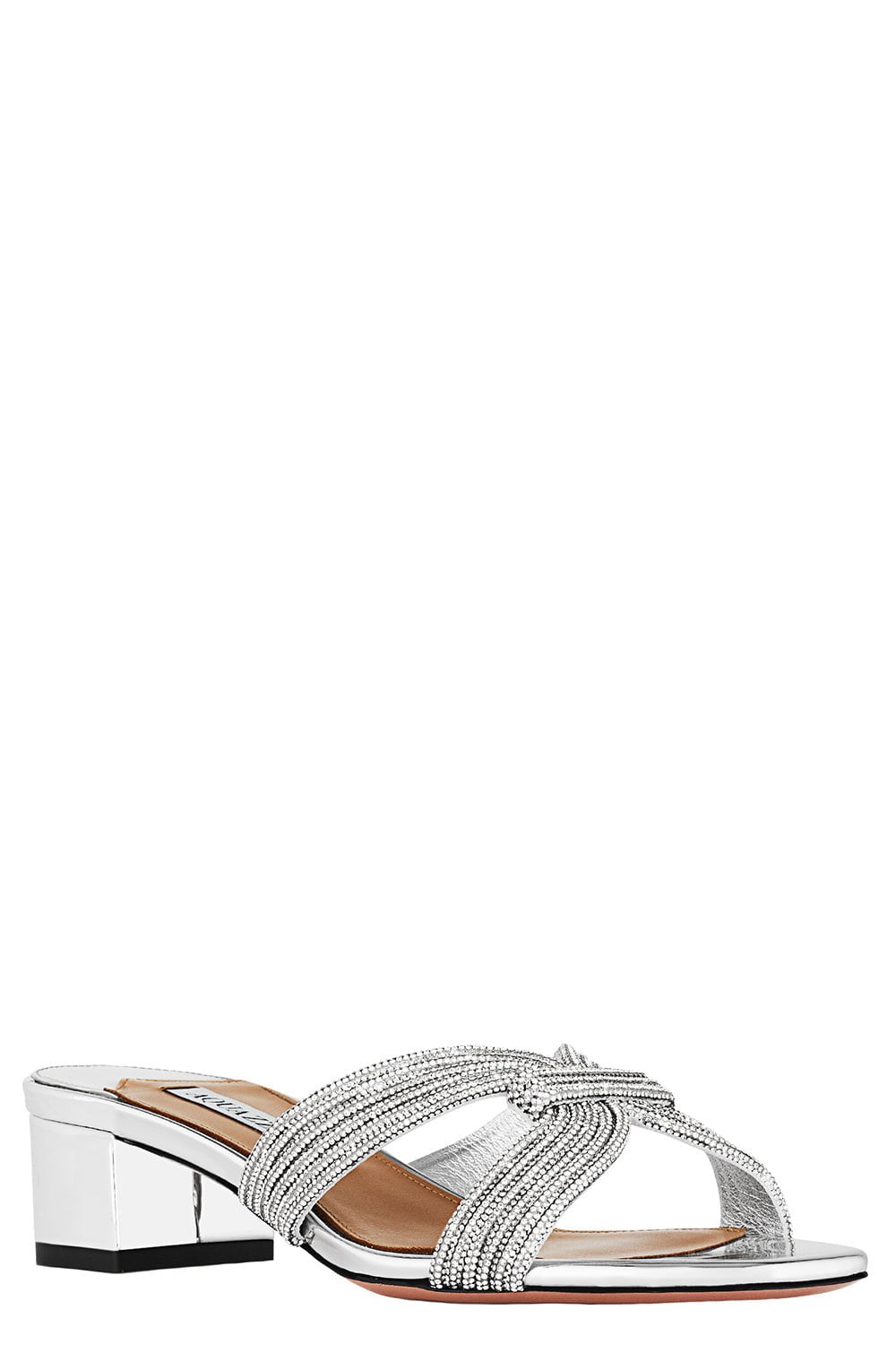 AQUAZZURA-Muse Mule - Silver-