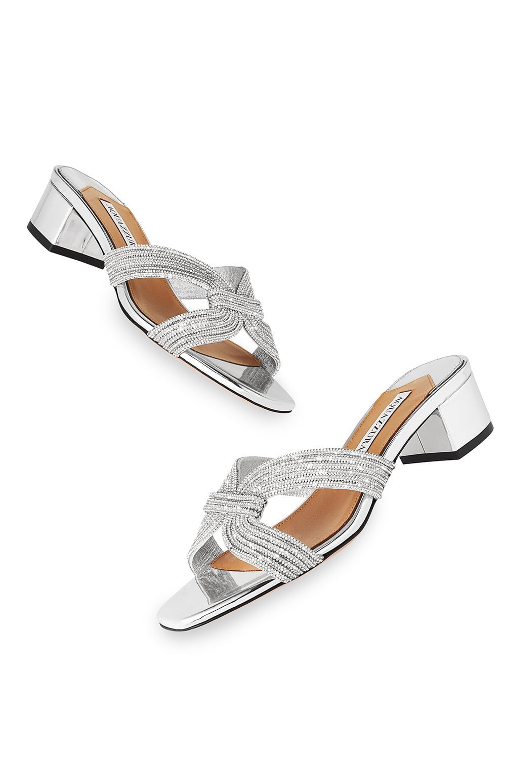 AQUAZZURA-Muse Mule - Silver-