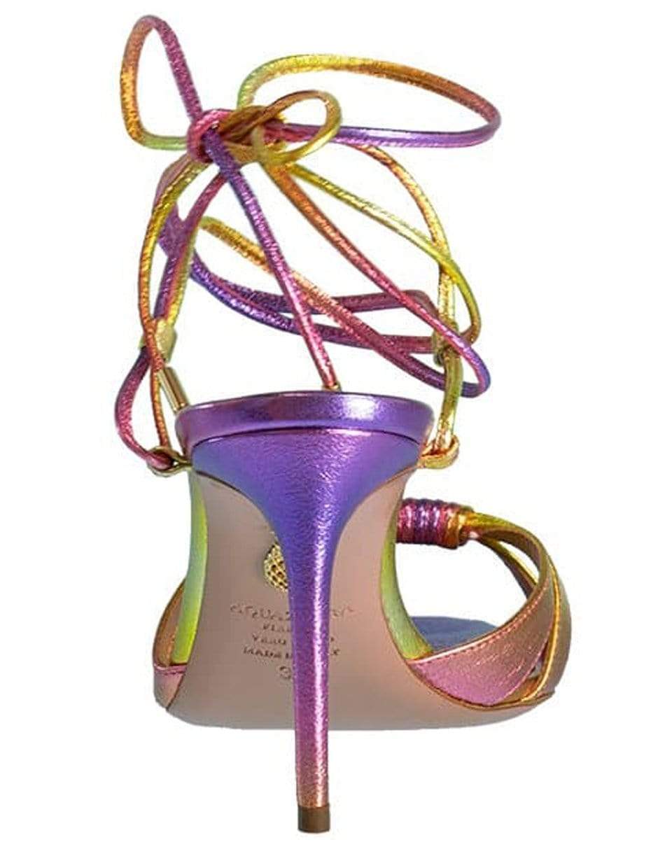 AQUAZZURA-Ankle Tie Multi-Color Metallic Sandal-