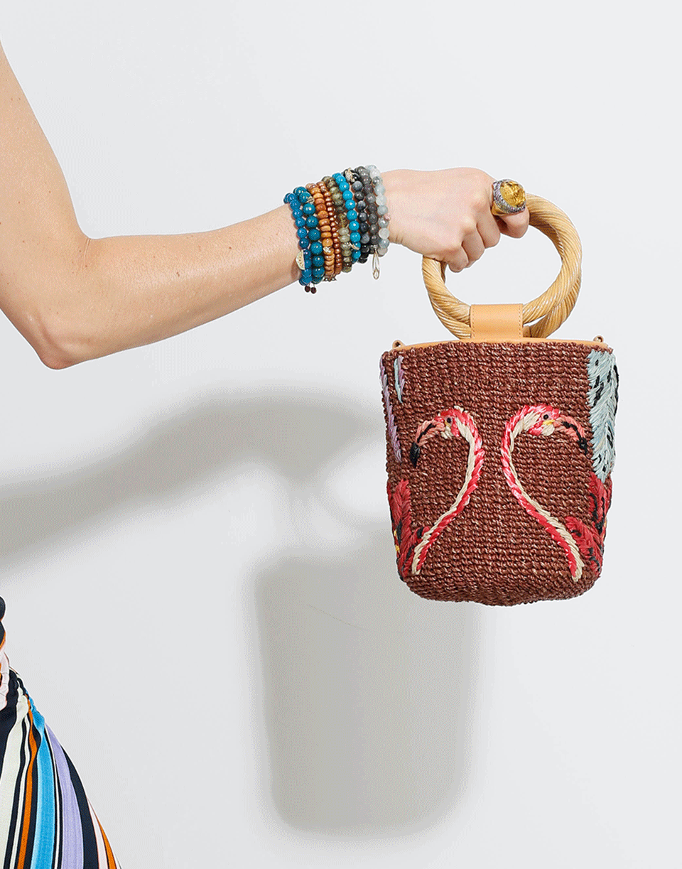 ARANAZ-Cecilia Flamingo Bucket Bag-RUST/VIO