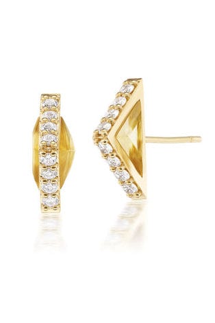 ARK-Citrine Stone Spark Studs-YELLOW GOLD