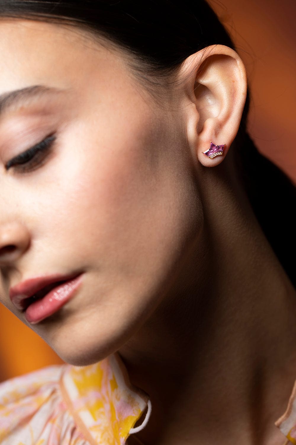 ARK-Pink Tiara Studs-YELLOW GOLD
