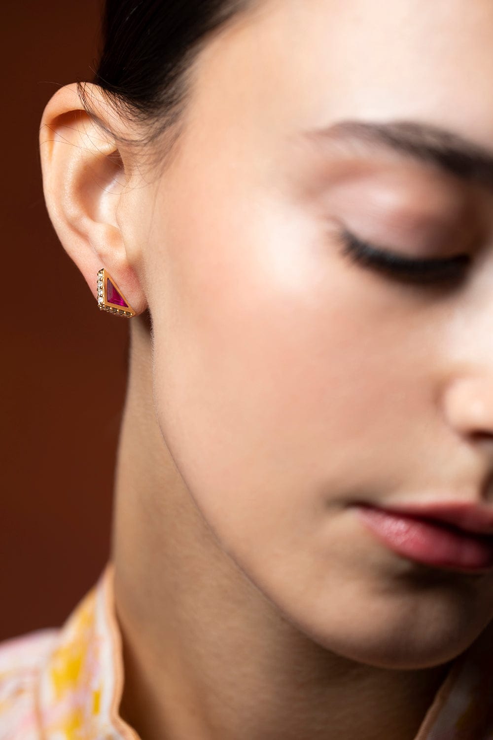 ARK-Pink Topaz Spark Studs-YELLOW GOLD