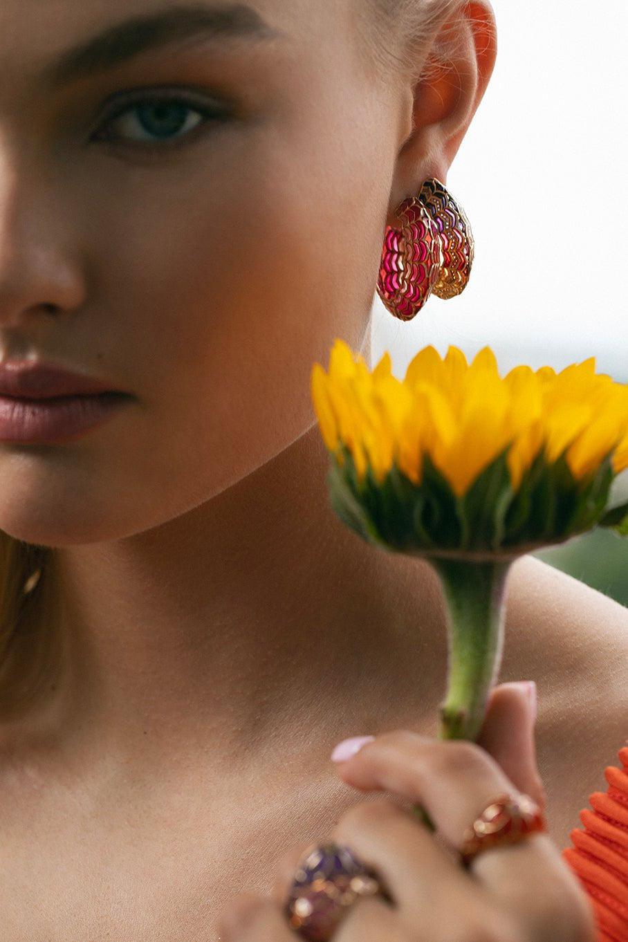 ARK-Rose Aura Dreamweaver Hoops-YELLOW GOLD