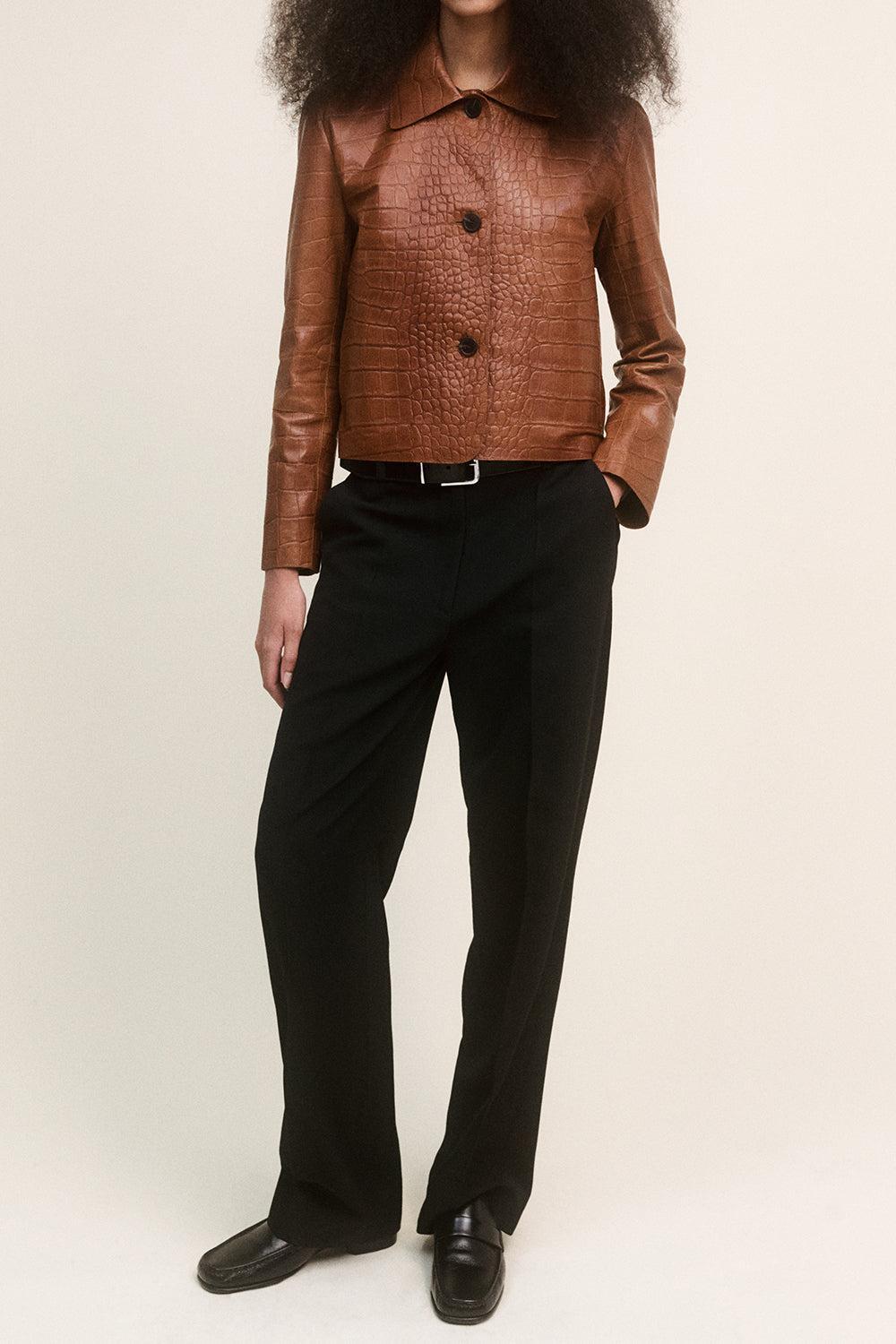 Emy Nappa Printed Jacket-BROWN-34-CLOTHINGJACKETCASUAL-ARMA