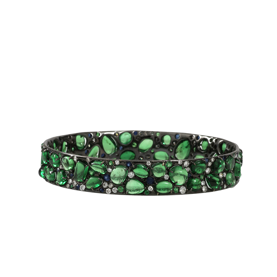 ARUNASHI-Tsavorite Sapphire Bangle-BLACK GOLD