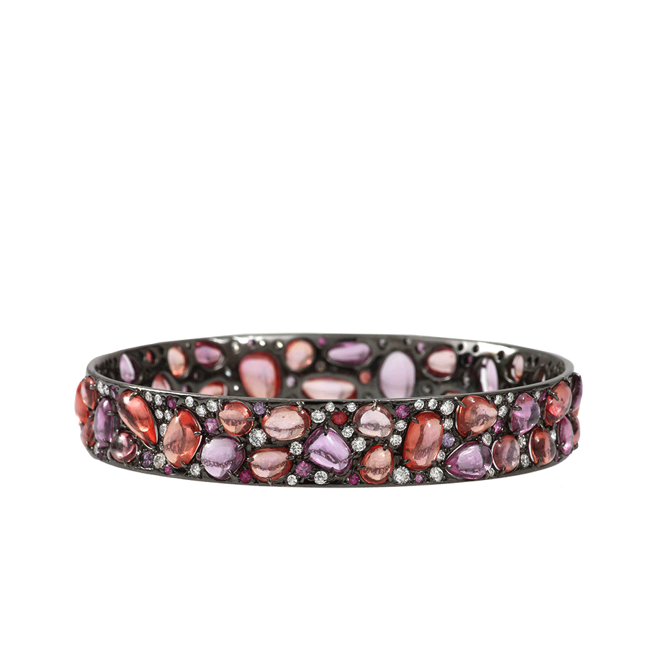 ARUNASHI-Padparascha Sapphire Bangle-BLACK GOLD