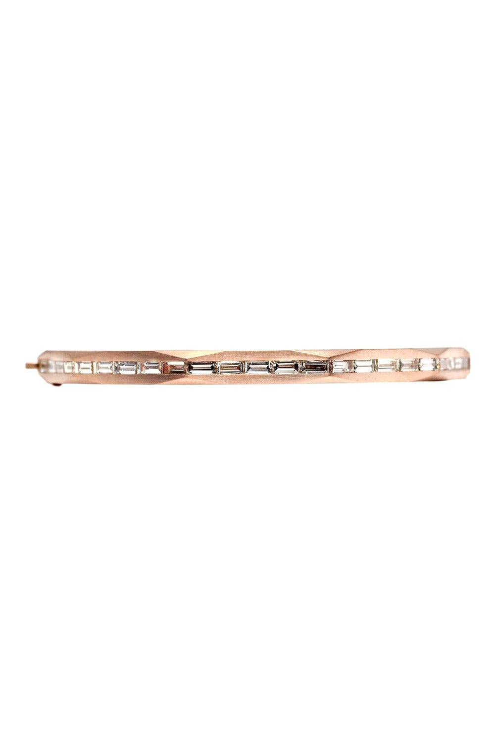 Brown Diamond Enigma Baguette Bangle Bracelet-ROSE GOLD-JEWELRYFINE JEWELBRACELET O-ARUNASHI