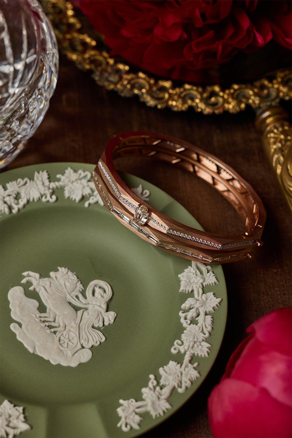 Brown Diamond Enigma Bangle Bracelet-ROSE GOLD-JEWELRYFINE JEWELBRACELET O-ARUNASHI
