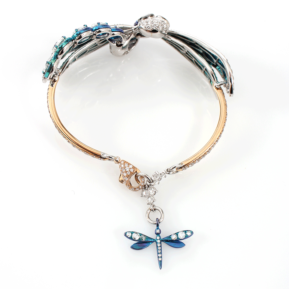 ARUNASHI-Diamond Dragonfly Bracelet-WHITE GOLD