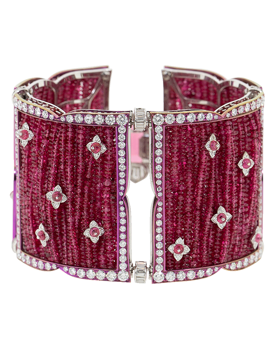 ARUNASHI-Red Spinel And Diamond Beaded Bracelet-WHITE GOLD