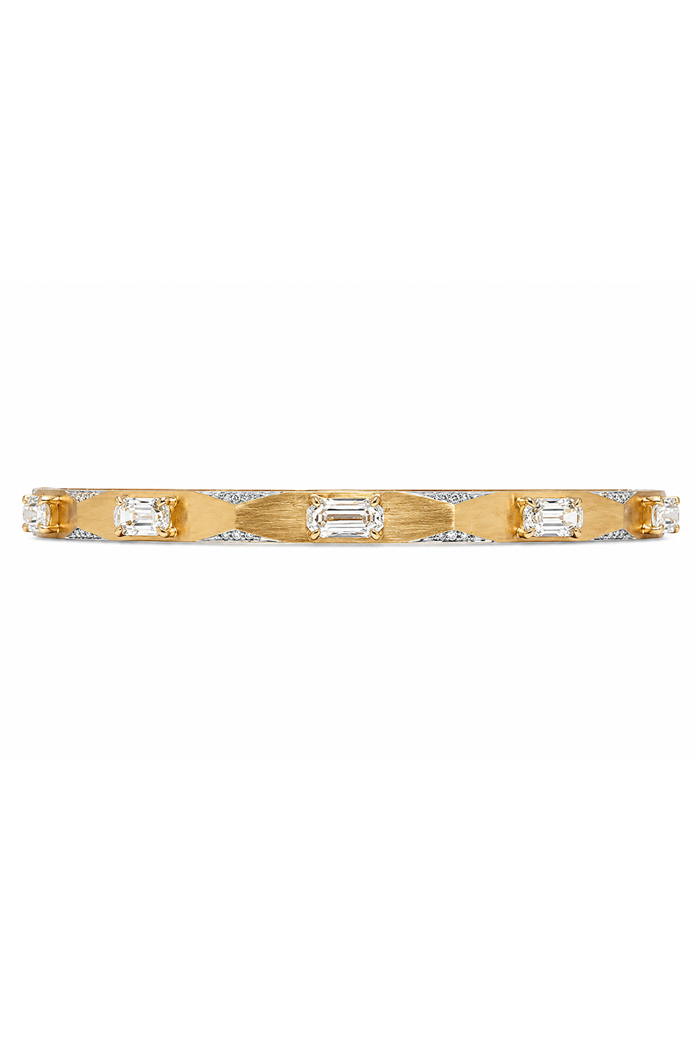 Diamond Five Oval Geometric Enigma Bangle Bracelet-YELLOW GOLD-JEWELRYFINE JEWELBRACELET O-ARUNASHI