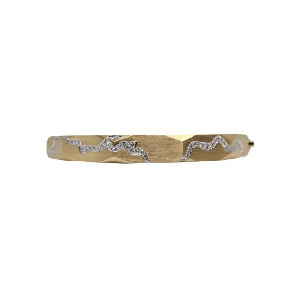 Diamond Kintsugi Bangle Bracelet-YELLOW GOLD-JEWELRYFINE JEWELBRACELET O-ARUNASHI