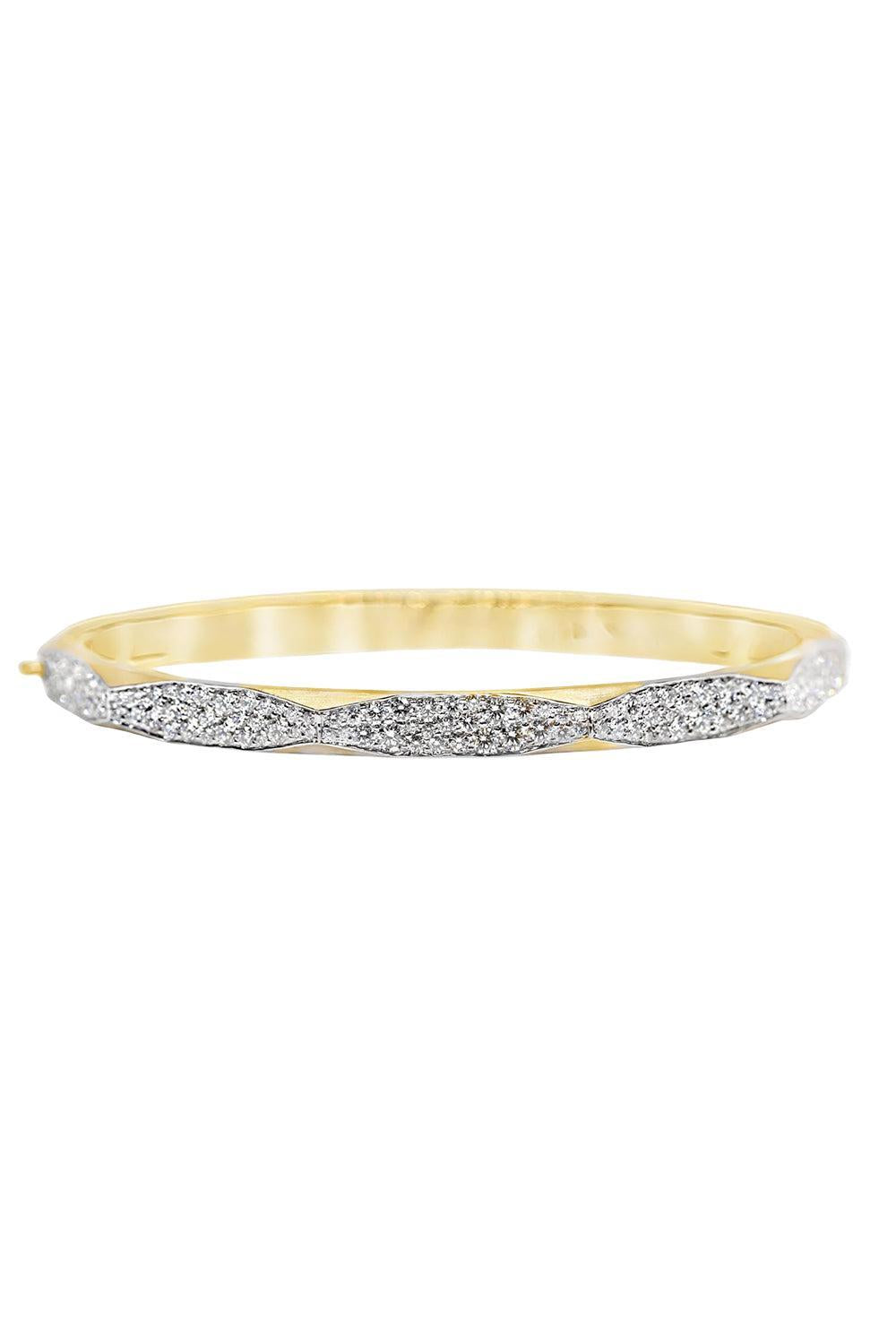 Diamond Micro Pave Enigma Bangle Bracelet-YELLOW GOLD-JEWELRYFINE JEWELBRACELET O-ARUNASHI