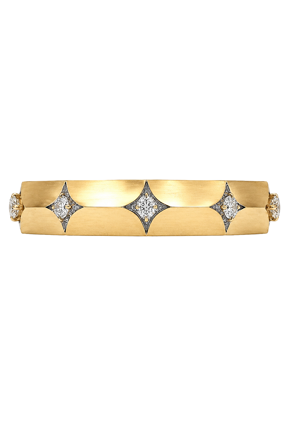 Diamond Oval Enigma Cuff Bracelet-YELLOW GOLD-JEWELRYFINE JEWELBRACELET O-ARUNASHI