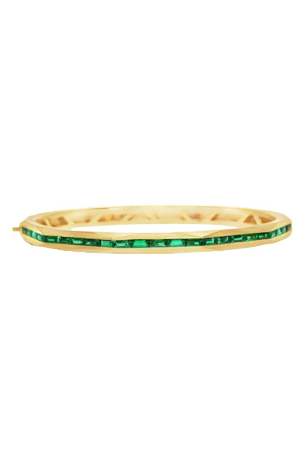 Emerald Enigma Bangle Bracelet-YELLOW GOLD-JEWELRYFINE JEWELBRACELET O-ARUNASHI