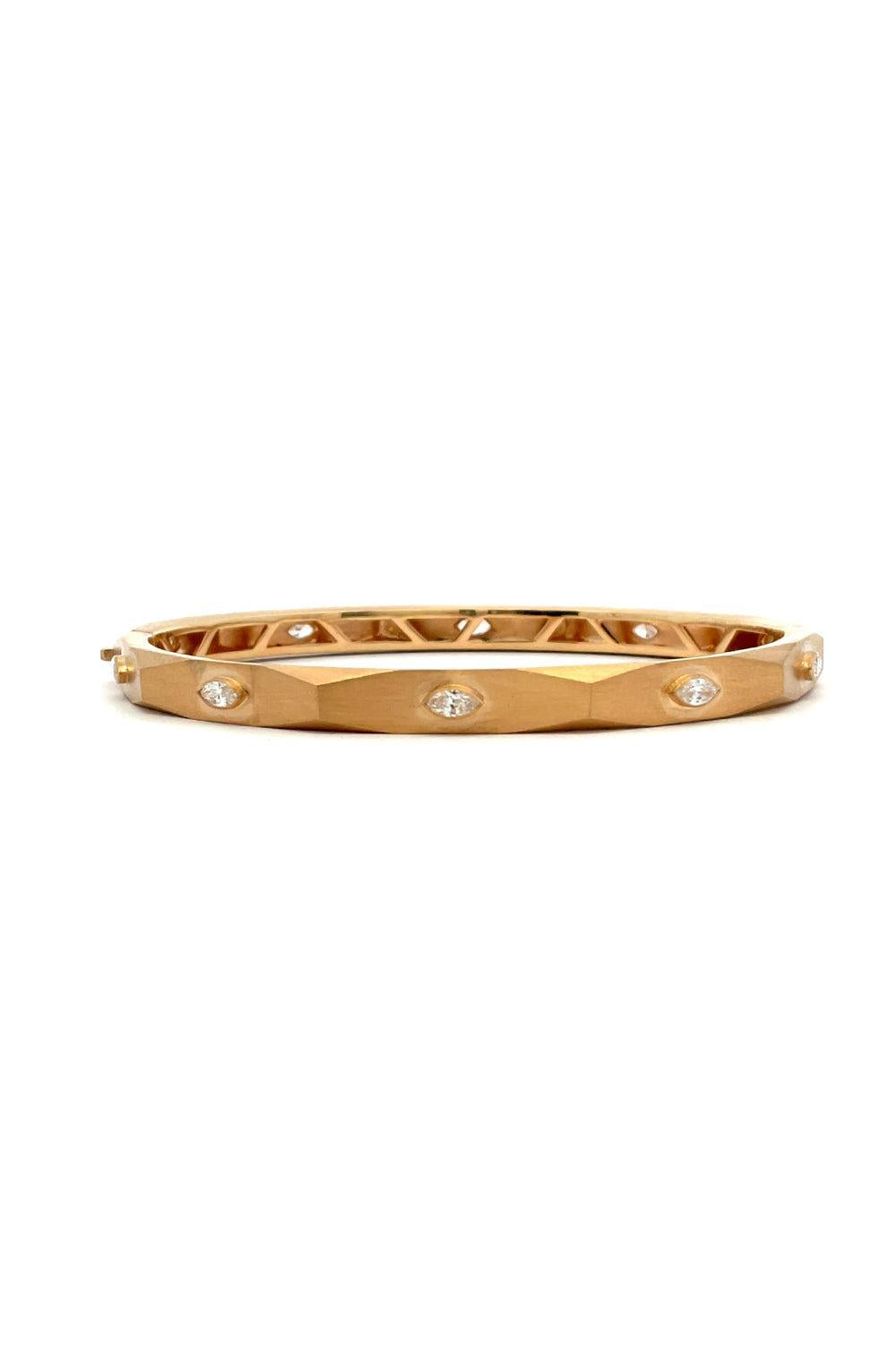 Enigma Marquise Diamond Bangle Bracelet-YELLOW GOLD-JEWELRYFINE JEWELBRACELET O-ARUNASHI