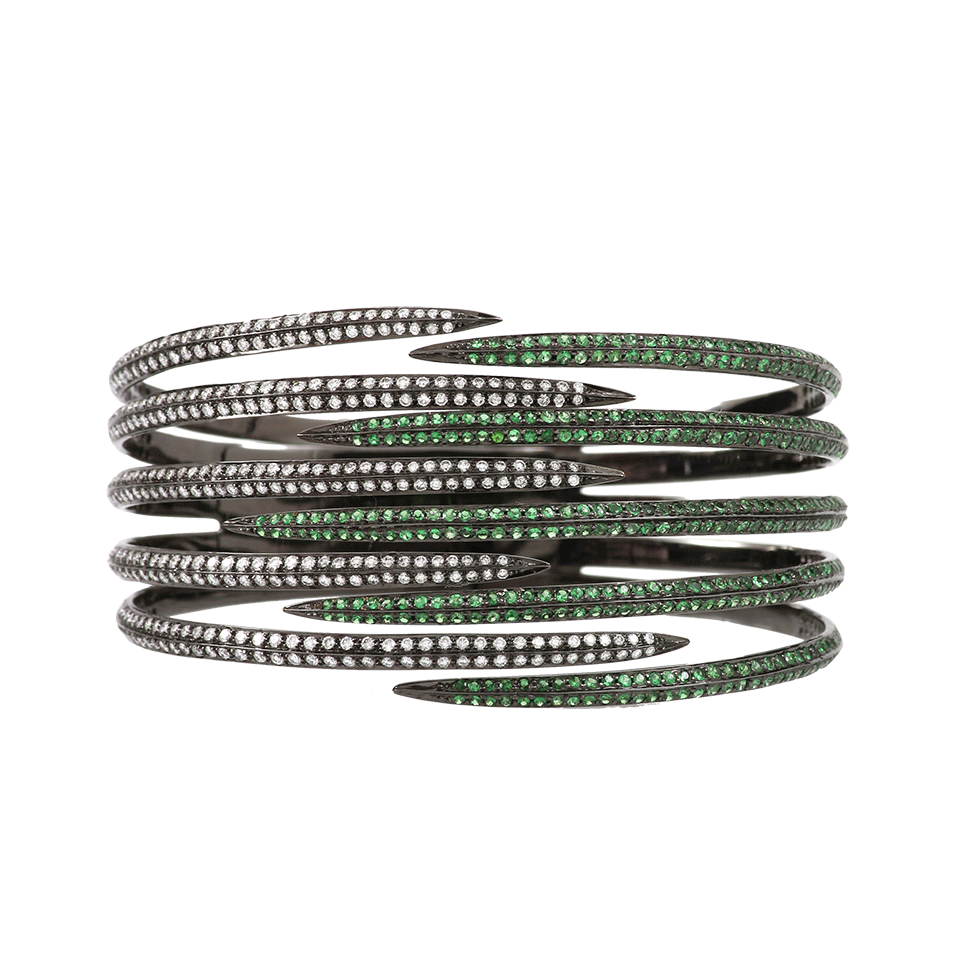 ARUNASHI-Tsavorite And Diamond Cuff Claw-BLACK GOLD