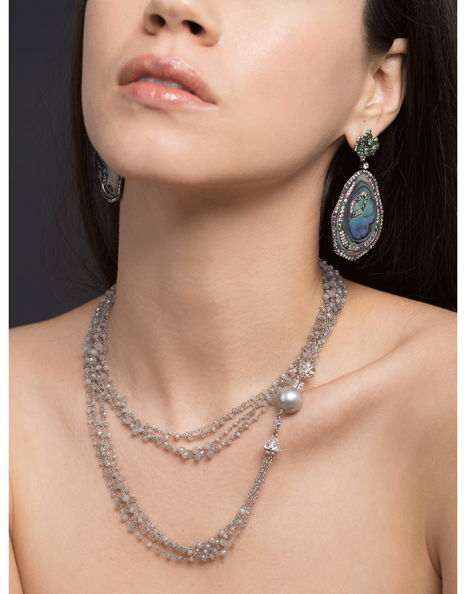 ARUNASHI-Abalone Shell Earrings-BLACK GOLD