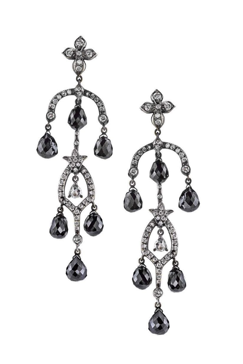ARUNASHI-Black Diamond Chandelier Earrings-BLACK GOLD