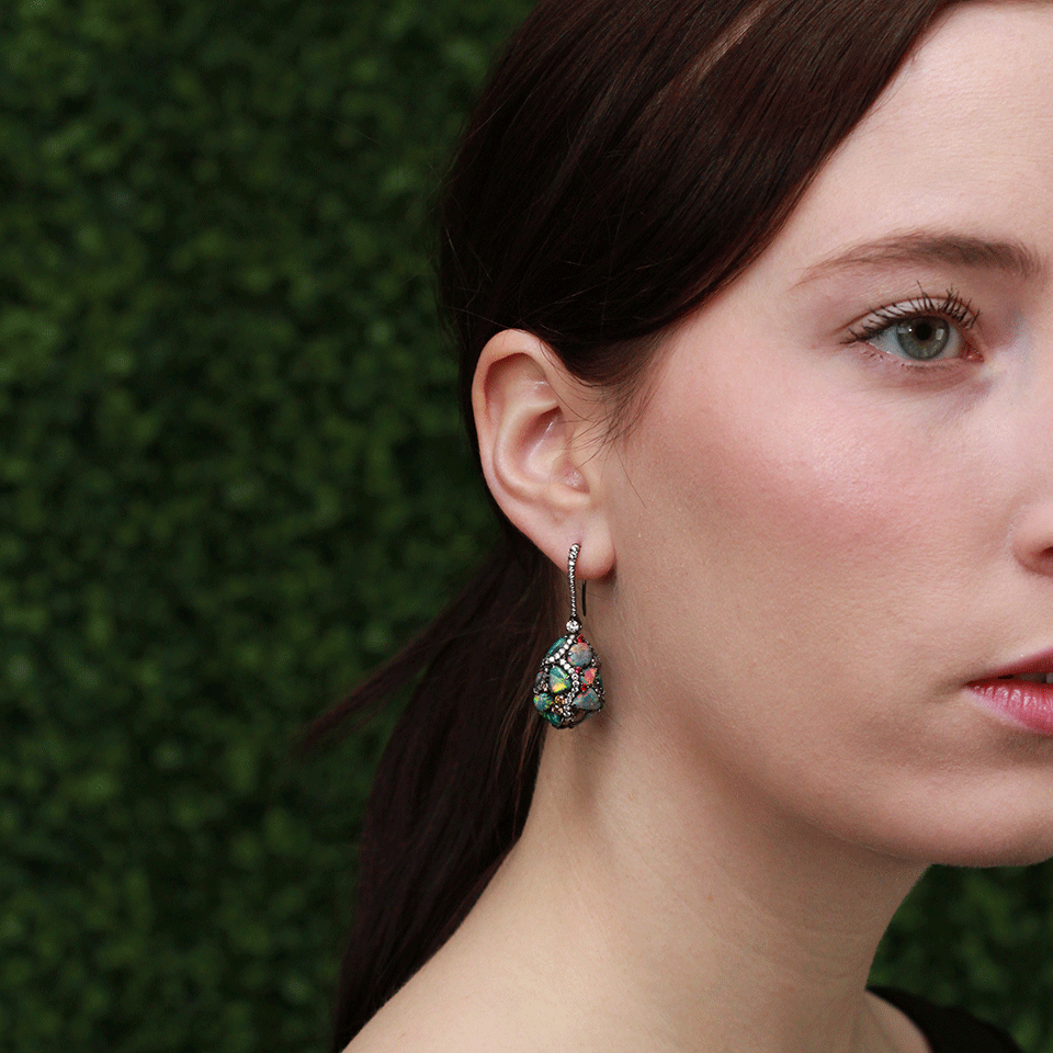 ARUNASHI-Black Opal Egg Drop Earrings-BLACK GOLD