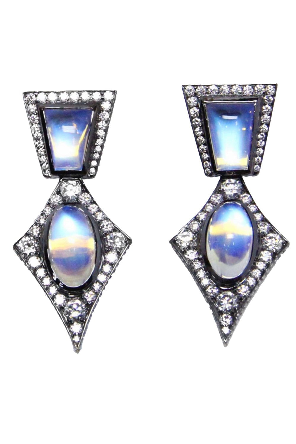ARUNASHI-Blue Moonstone Earrings-BLACK GOLD