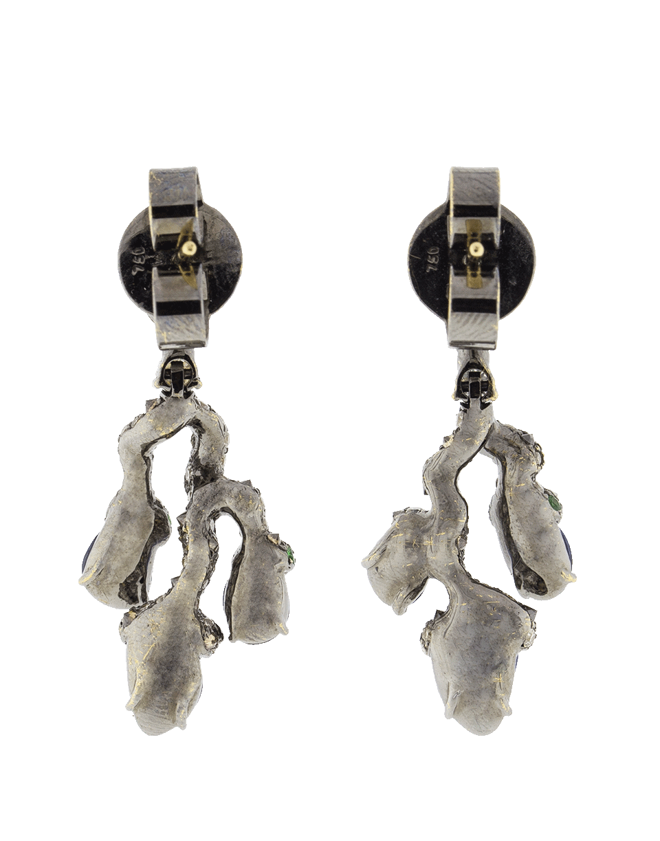 ARUNASHI-Blue Sapphire Leaf Earrings-BLACK GOLD