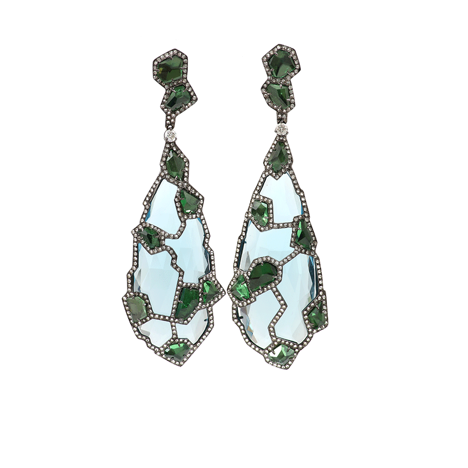 ARUNASHI-Blue Topaz Earrings-BLACK GOLD