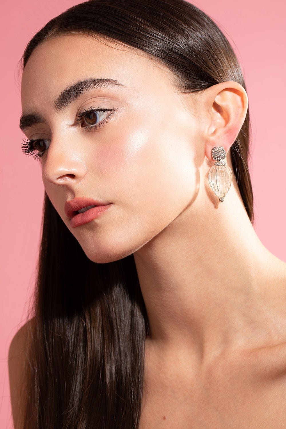 ARUNASHI-Carved Beryl Earrings-BLACK GOLD