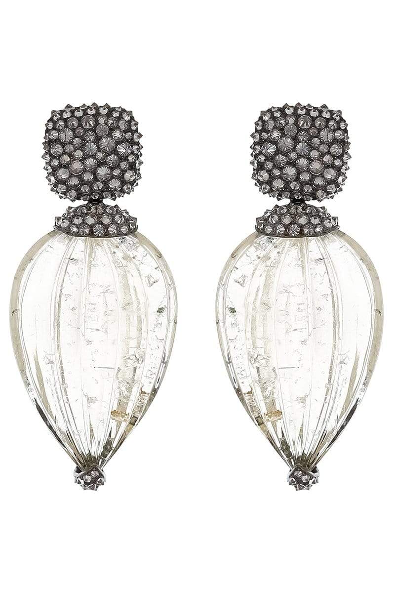 ARUNASHI-Carved Beryl Earrings-BLACK GOLD