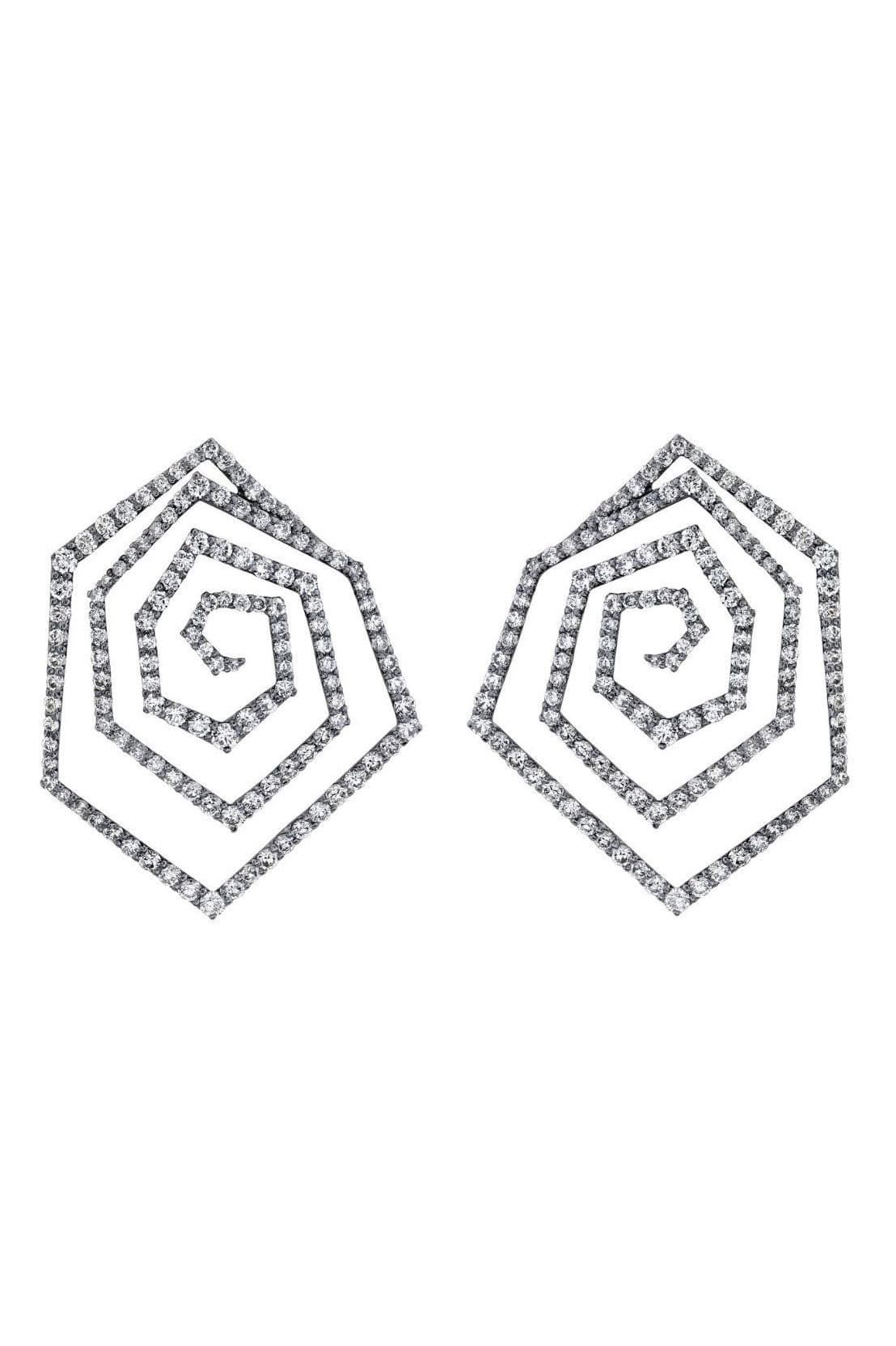 ARUNASHI-Diamonds Going in Triangles Earrings-BLACK GOLD
