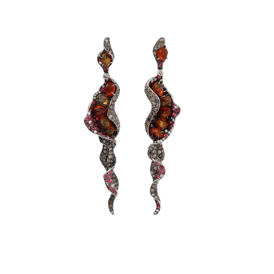 ARUNASHI-Fire Opal Pea Earrings-BLACK GOLD