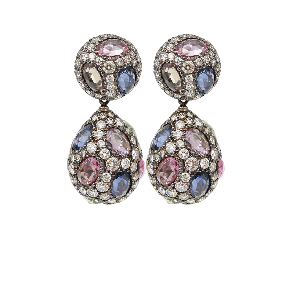 ARUNASHI-Multi-Color Sapphire Earrings with Diamonds-BLACK GOLD